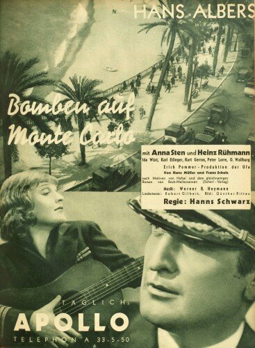 Обложка (Постер) Бомбы над Монте-Карло / Bomben auf Monte Carlo (1931) SATRip