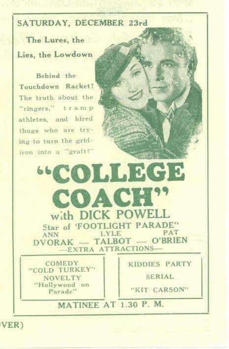 Обложка (Постер) College Coach (1933) SATRip
