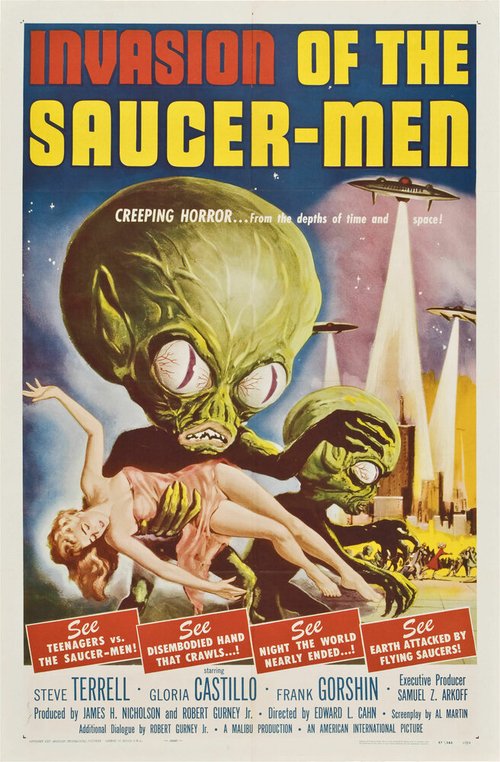 Обложка (Постер) Вторжение обитателей летающих тарелок / Invasion of the Saucer Men (1957) SATRip